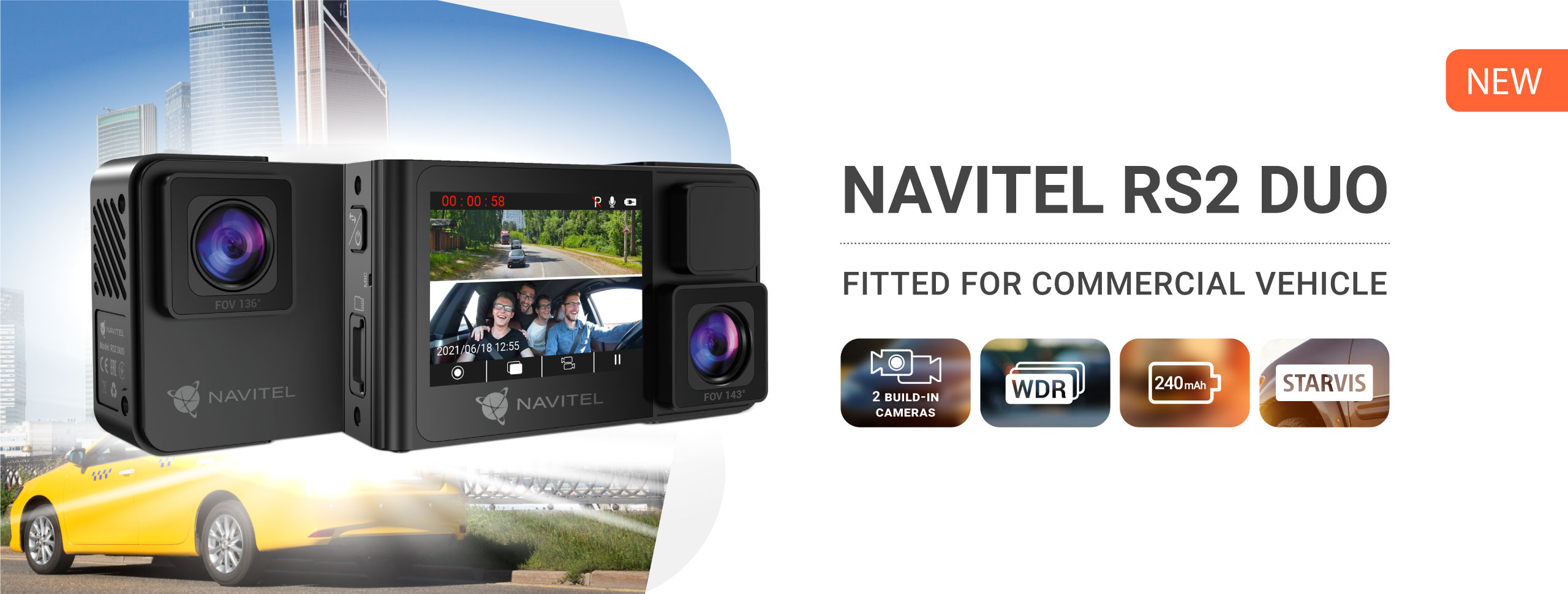 Two-channel dashcam NAVITEL RS2 DUO